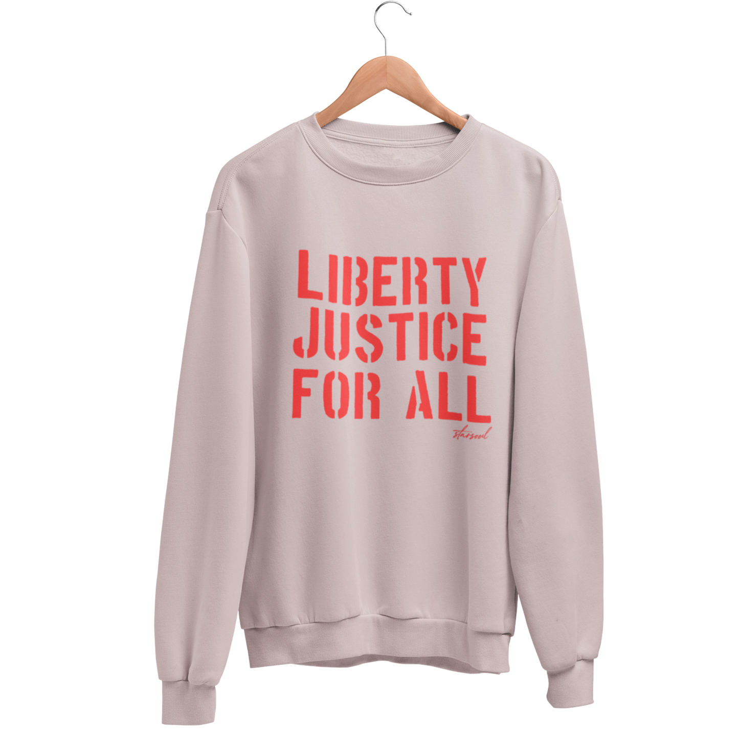 liberty justice for all human rights charity unisex pink sweatshirt by starsoul