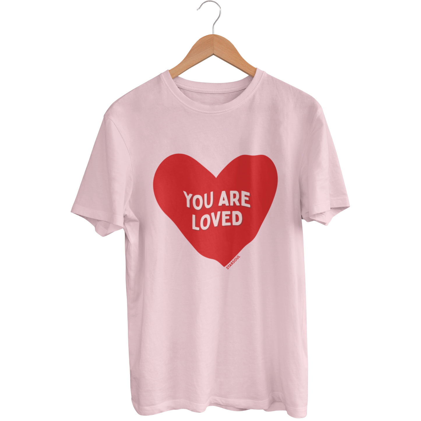 You Are Loved charity t-shirt with red heart graphic Valentine’s apparel supporting global healthcare