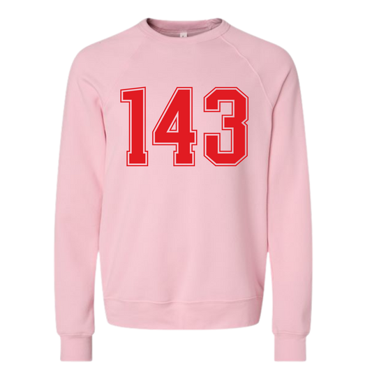 143 throwback love sweatshirt in pink Valentine’s charity apparel supporting global healthcare