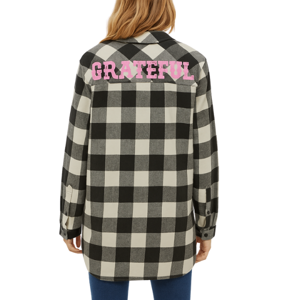 grateful smiley boyfriend flannel | feeding veterans