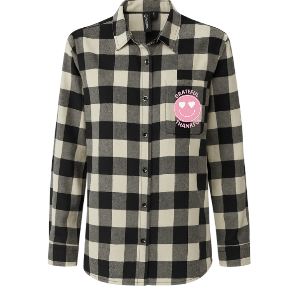 grateful smiley boyfriend flannel | feeding veterans
