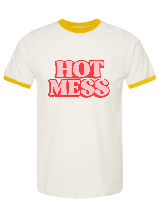 hot mess mom shirt ringer tee