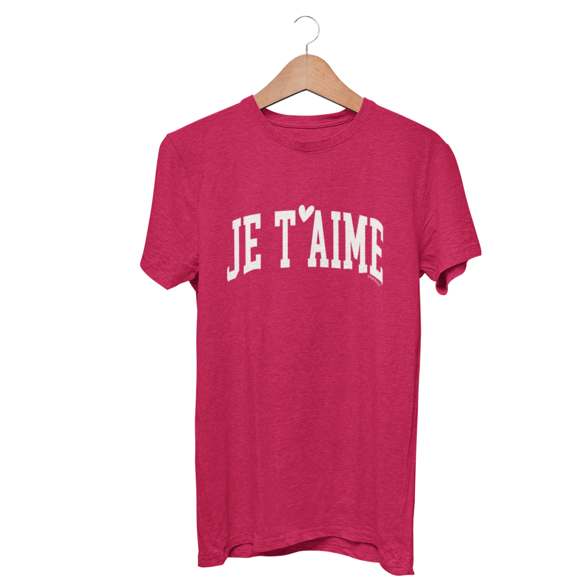 Je T’aime Valentine’s charity t-shirt in heather red supporting global healthcare initiatives