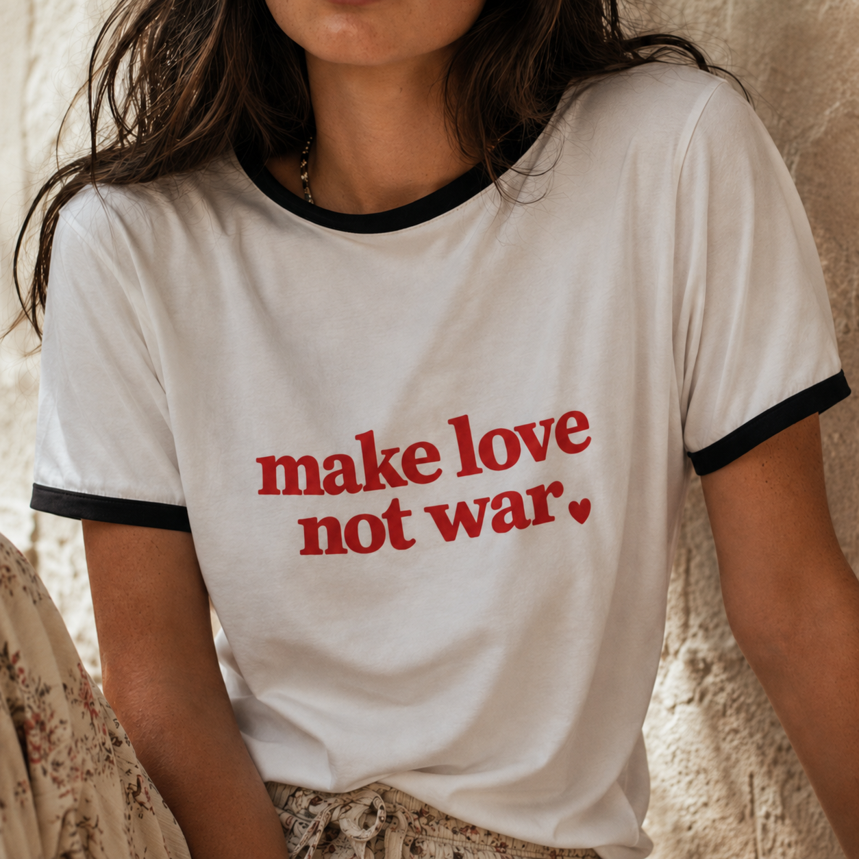 make love not war ringer tee | charity shirt | world health