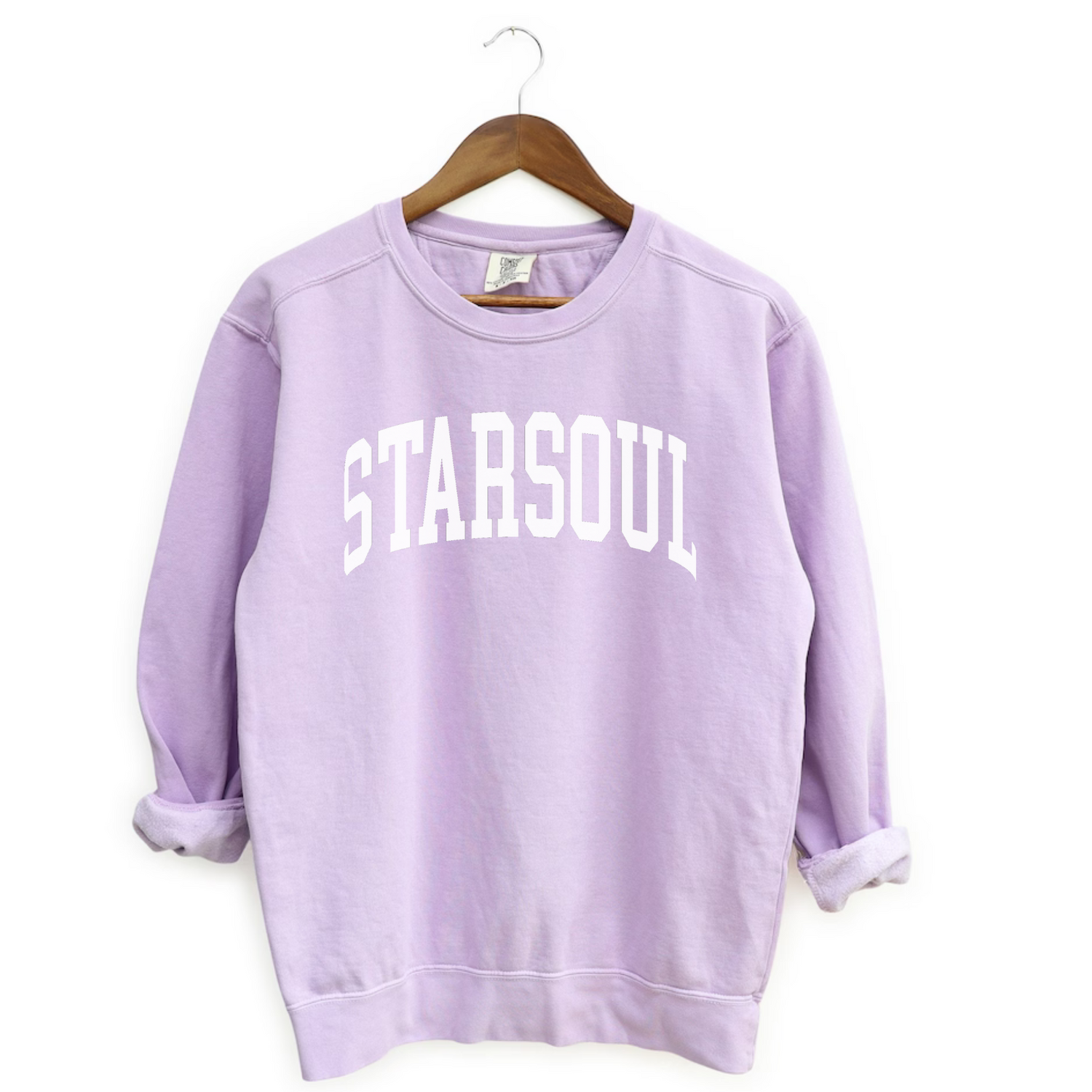 A buttery soft oversized cozy sweatshirt, all proceeds are donated to charity. (faded charcoal color with white starsoul logo)